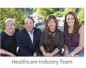 healthcare industry team, group of people, trees, marketing firm